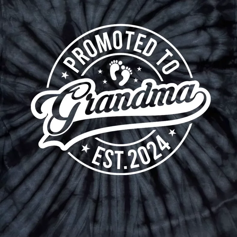 Promoted To Grandma Est. 2024 Grandparents Baby Announcement Tie-Dye T-Shirt