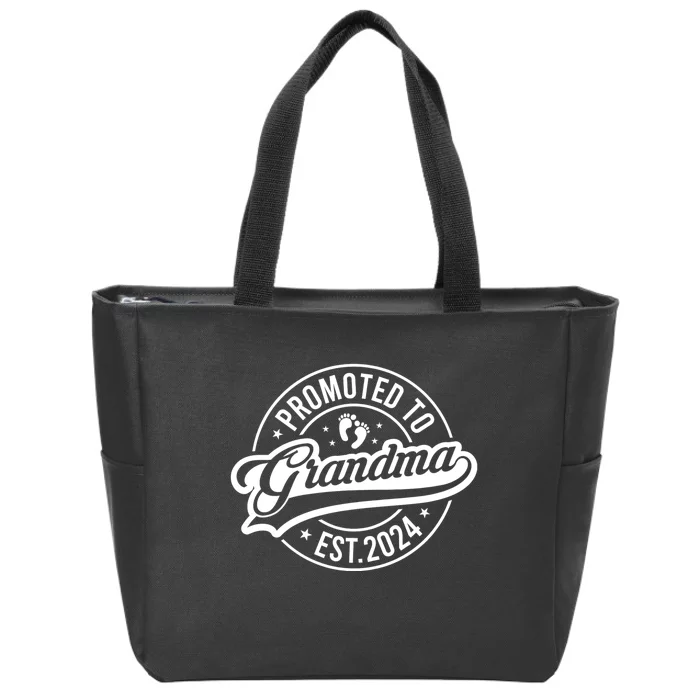 Promoted To Grandma Est. 2024 Grandparents Baby Announcement Zip Tote Bag