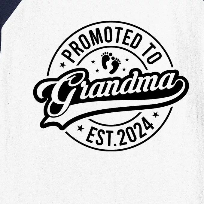 Promoted To Grandma Est. 2024 Grandparents Baby Announcement Baseball Sleeve Shirt