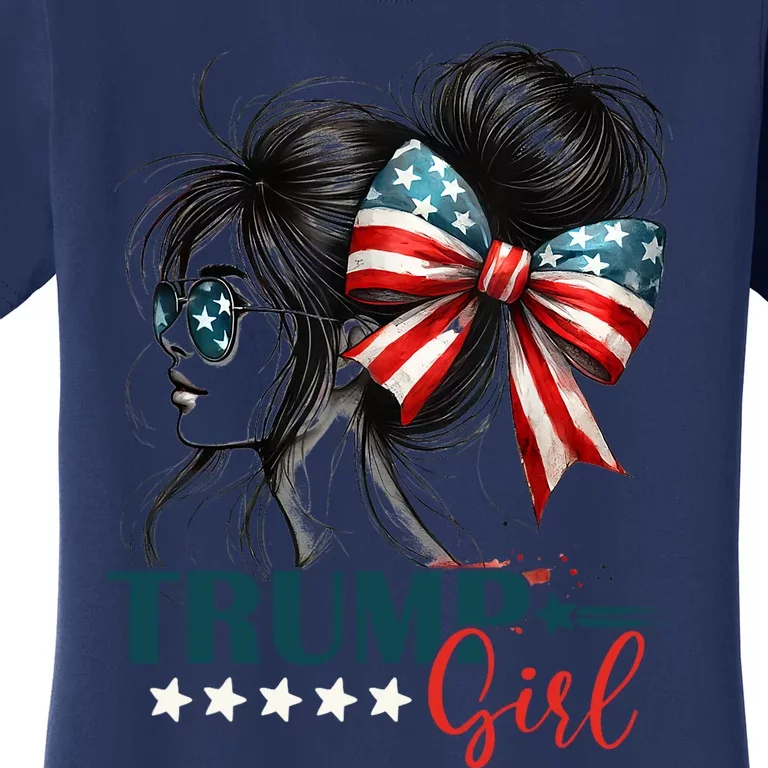 Proud Trump Girl Vote America Flag Design Women's T-Shirt