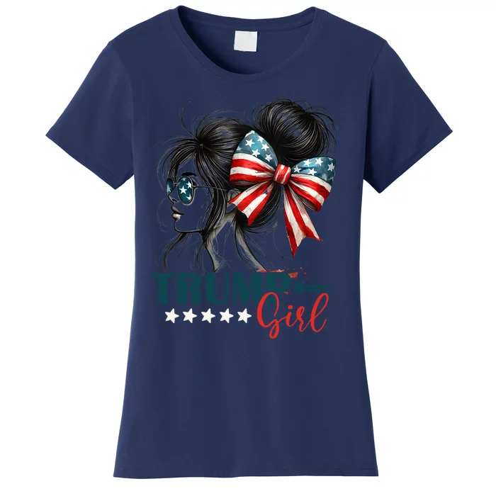 Proud Trump Girl Vote America Flag Design Women's T-Shirt