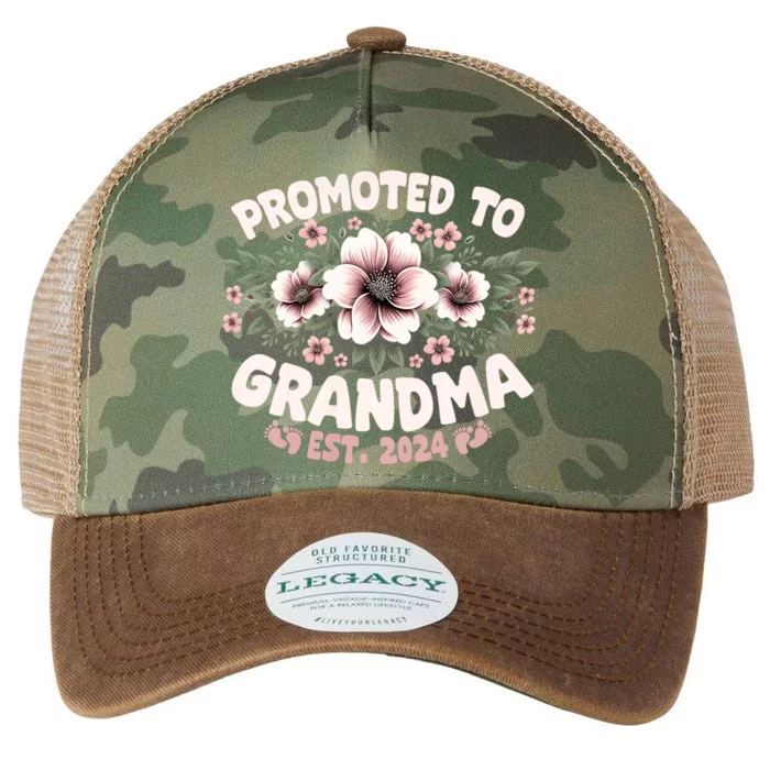 Promoted To Grandma Est. 2024 Grandparents Baby Announcement Legacy Tie Dye Trucker Hat