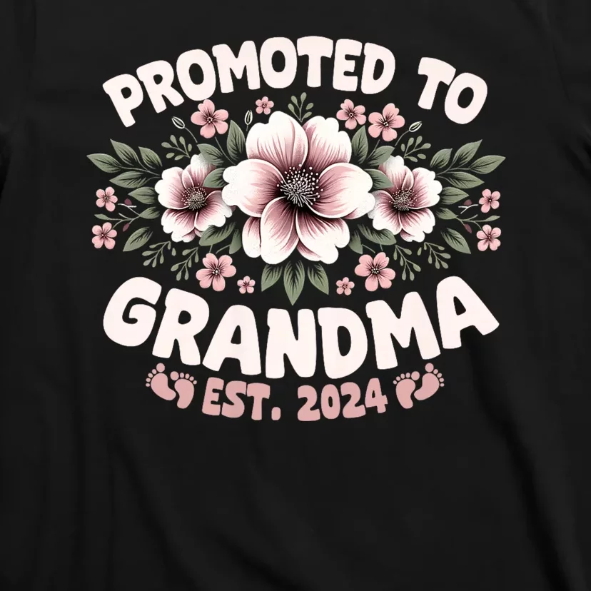 Promoted To Grandma Est. 2024 Grandparents Baby Announcement T-Shirt