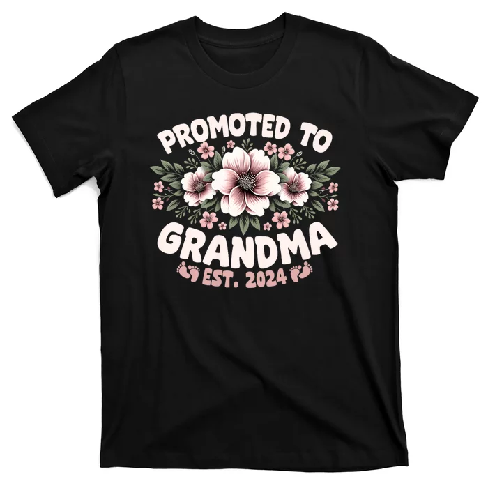 Promoted To Grandma Est. 2024 Grandparents Baby Announcement T-Shirt