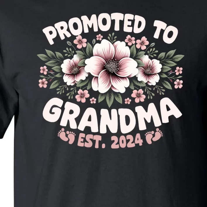 Promoted To Grandma Est. 2024 Grandparents Baby Announcement Tall T-Shirt