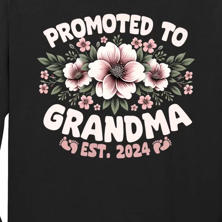 Promoted To Grandma Est. 2024 Grandparents Baby Announcement Tall Long Sleeve T-Shirt