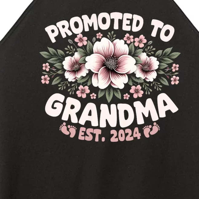 Promoted To Grandma Est. 2024 Grandparents Baby Announcement Women’s Perfect Tri Rocker Tank