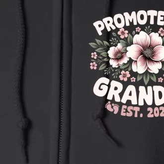 Promoted To Grandma Est. 2024 Grandparents Baby Announcement Full Zip Hoodie