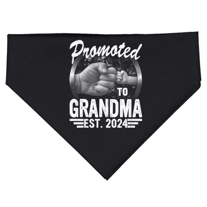 Promoted To Grandma Est. 2024 Grandparents Baby Announcement USA-Made Doggie Bandana