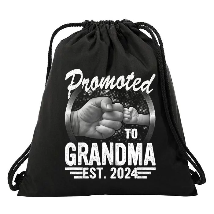 Promoted To Grandma Est. 2024 Grandparents Baby Announcement Drawstring Bag