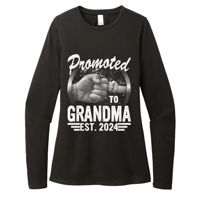 Promoted To Grandma Est. 2024 Grandparents Baby Announcement Womens CVC Long Sleeve Shirt