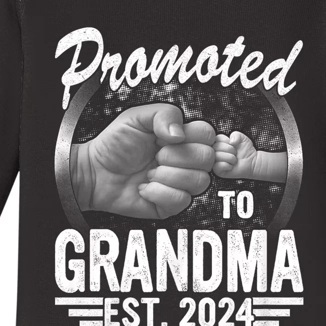 Promoted To Grandma Est. 2024 Grandparents Baby Announcement Baby Long Sleeve Bodysuit