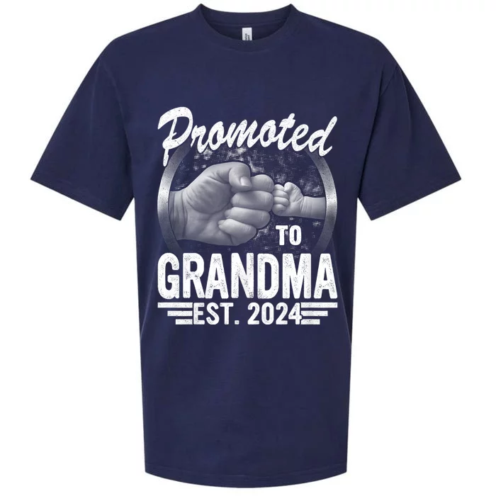 Promoted To Grandma Est. 2024 Grandparents Baby Announcement Sueded Cloud Jersey T-Shirt