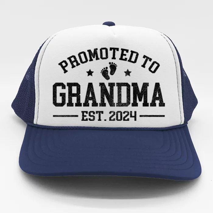 Promoted To Grandma Est. 2024 Grandparents Baby Announcement Trucker Hat