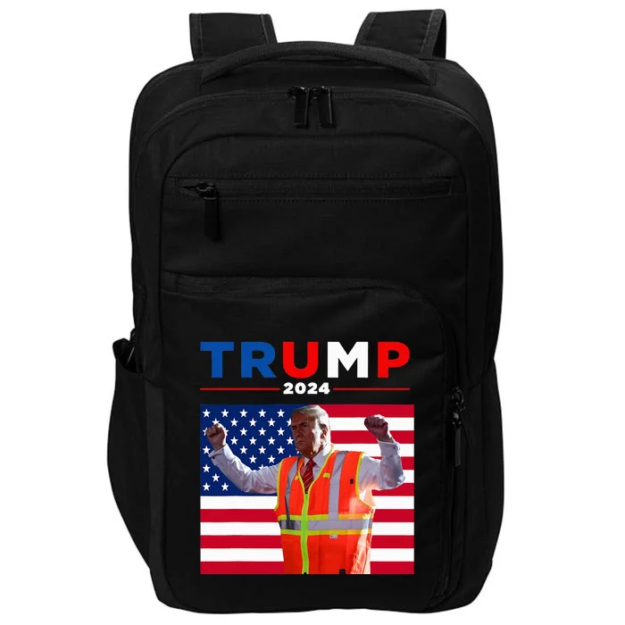 President Trump Garbage Truck Worker Vest Maga 2025 Impact Tech Backpack