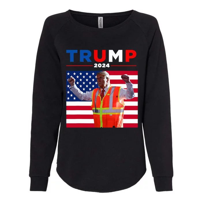 President Trump Garbage Truck Worker Vest Maga 2025 Womens California Wash Sweatshirt