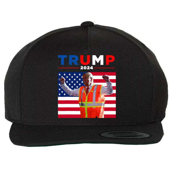 President Trump Garbage Truck Worker Vest Maga 2025 Wool Snapback Cap