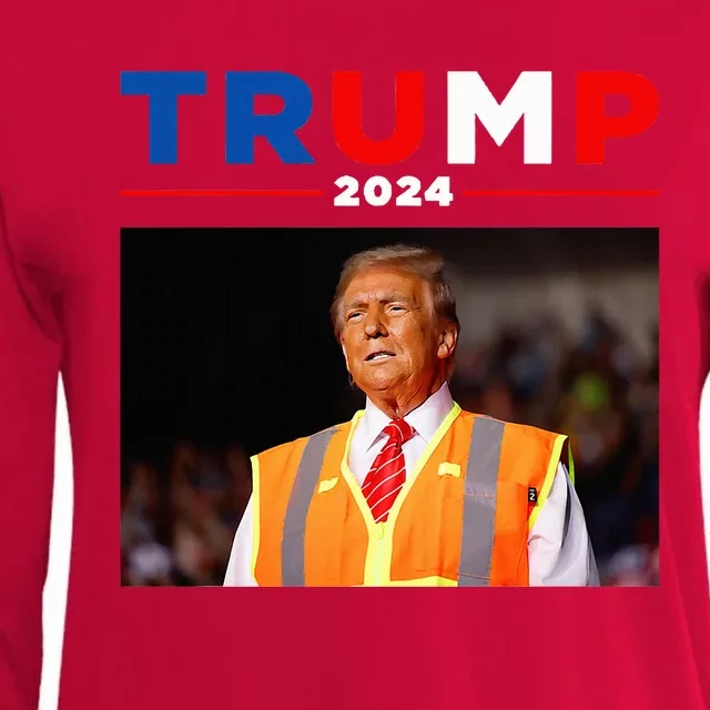 President Trump Garbage Truck Worker Vest Maga 2025 Womens Cotton Relaxed Long Sleeve T-Shirt