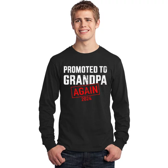 Promoted To Grandpa 2024 Again Tall Long Sleeve T-Shirt