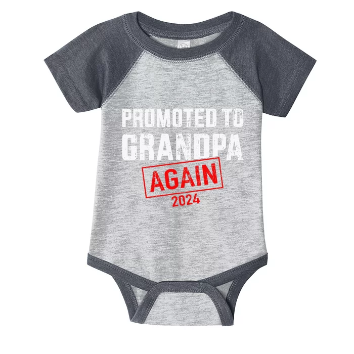 Promoted To Grandpa 2024 Again Infant Baby Jersey Bodysuit