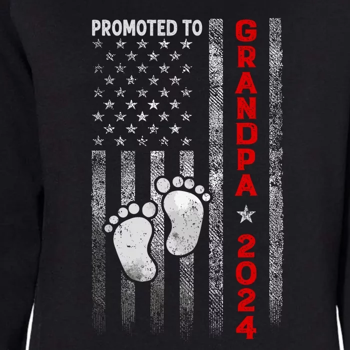 Promoted To Grandpa 2024 American Flag New Papa Patriotic Womens California Wash Sweatshirt