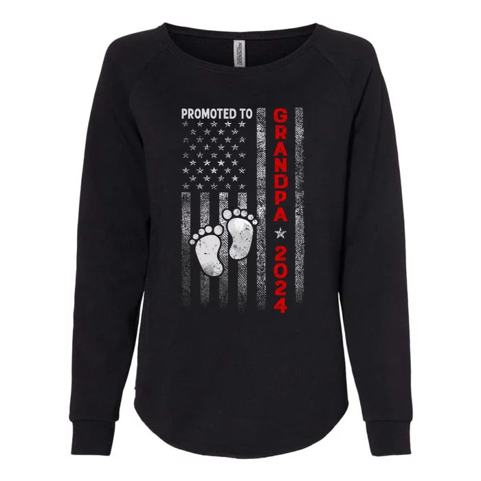 Promoted To Grandpa 2024 American Flag New Papa Patriotic Womens California Wash Sweatshirt