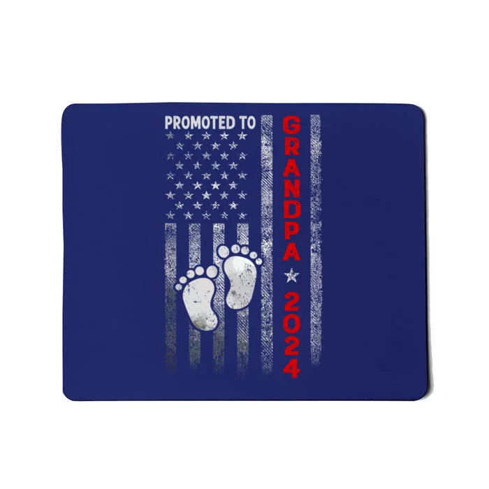 Promoted To Grandpa 2024 American Flag New Papa Patriotic Mousepad