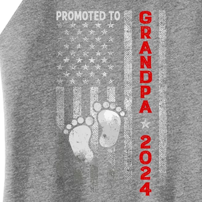 Promoted To Grandpa 2024 American Flag New Papa Patriotic Women’s Perfect Tri Rocker Tank