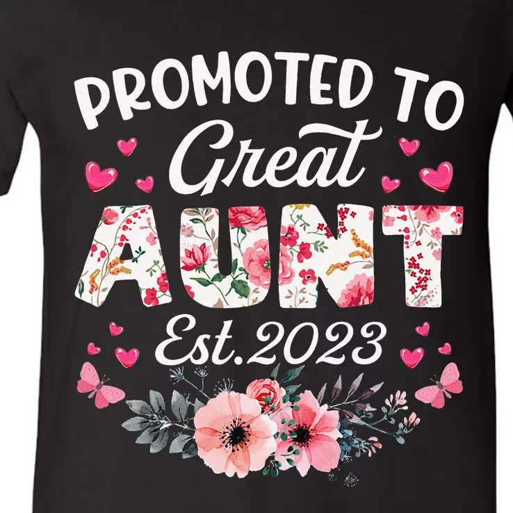 Promoted To Great Aunt Funny Pregnancy Mother's Day V-Neck T-Shirt