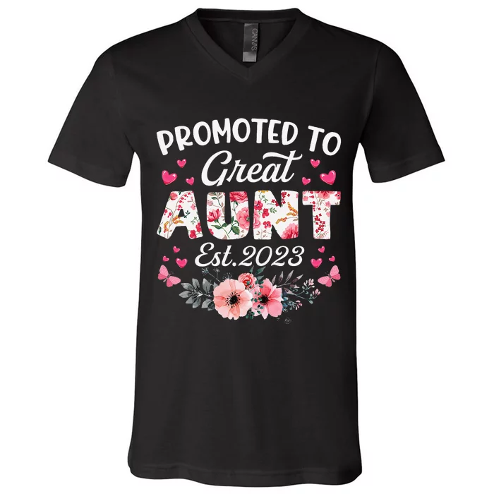 Promoted To Great Aunt Funny Pregnancy Mother's Day V-Neck T-Shirt