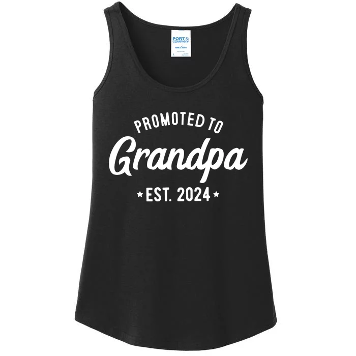 Promoted To Grandpa 2024 Soon To Be Grandfather New Grandpa Ladies Essential Tank