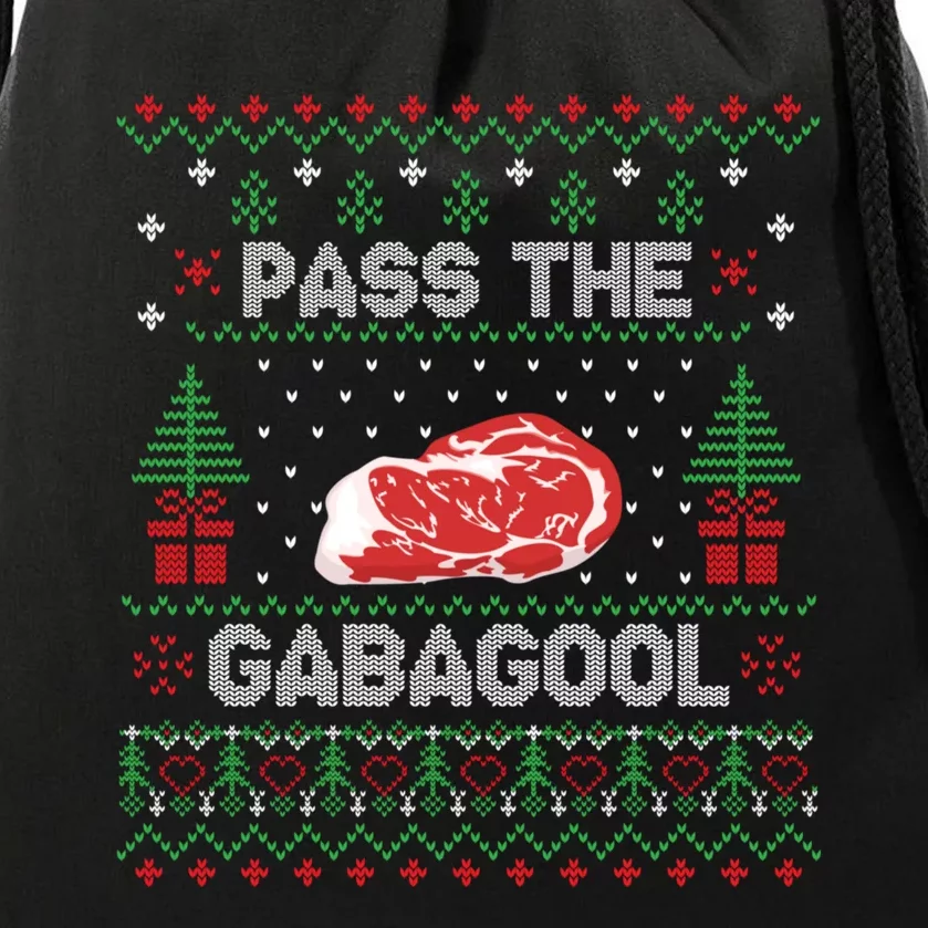 Pass The Gabagool Tacky Ugly Christmas Sweater For Women Drawstring Bag