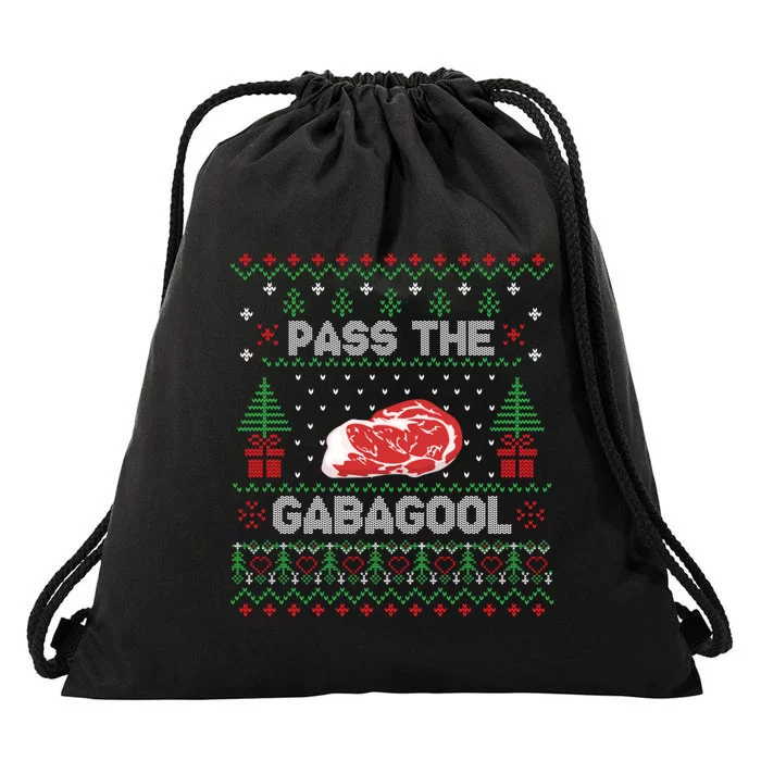 Pass The Gabagool Tacky Ugly Christmas Sweater For Women Drawstring Bag