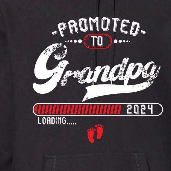 Promoted To Grandpa Est 2024 Loading Pregnancy Announcement Premium Hoodie