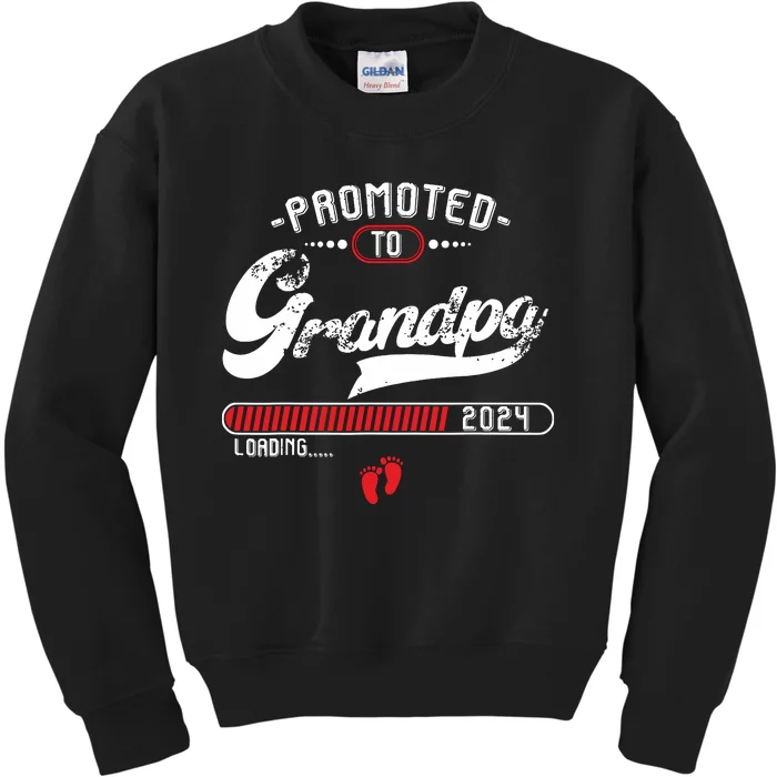 Promoted To Grandpa Est 2024 Loading Pregnancy Announcement Kids Sweatshirt