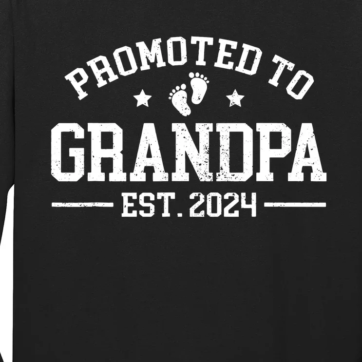 Promoted To Grandpa Est 2024 Grandparents Baby Announcement Long Sleeve Shirt