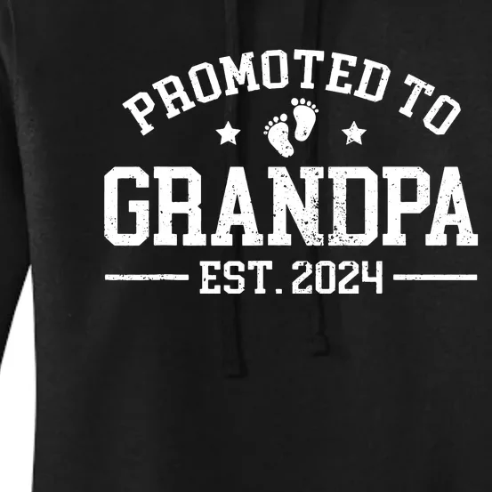 Promoted To Grandpa Est 2024 Grandparents Baby Announcement Women's Pullover Hoodie