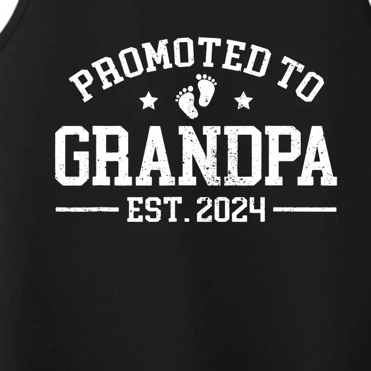 Promoted To Grandpa Est 2024 Grandparents Baby Announcement Performance Tank