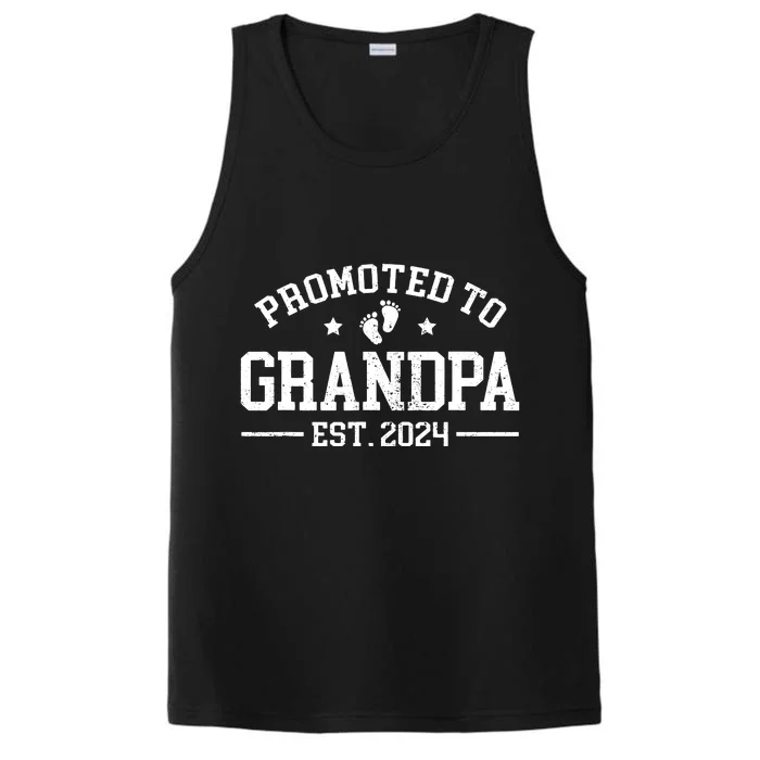 Promoted To Grandpa Est 2024 Grandparents Baby Announcement Performance Tank