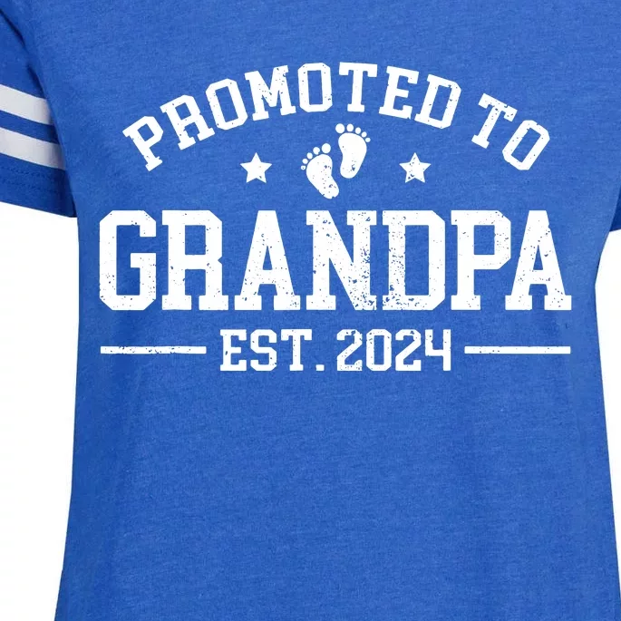 Promoted To Grandpa Est 2024 Grandparents Baby Announcement Enza Ladies Jersey Football T-Shirt