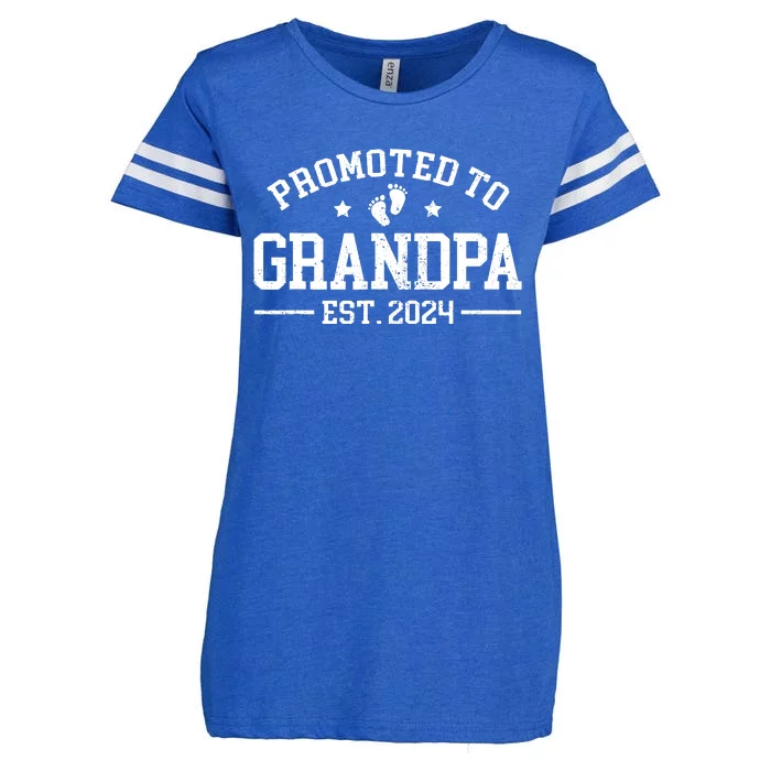 Promoted To Grandpa Est 2024 Grandparents Baby Announcement Enza Ladies Jersey Football T-Shirt