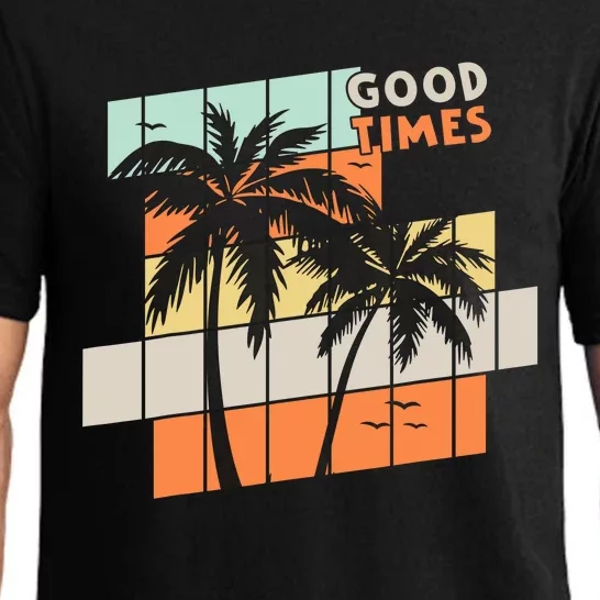 Palm Trees Good Times Retro Palm Trees Beach Summer Pajama Set