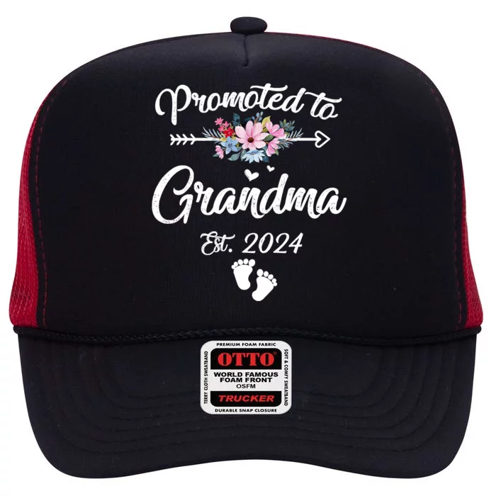 Promoted To Grandma 2024 First Time New Grandma Pregnancy High Crown Mesh Trucker Hat