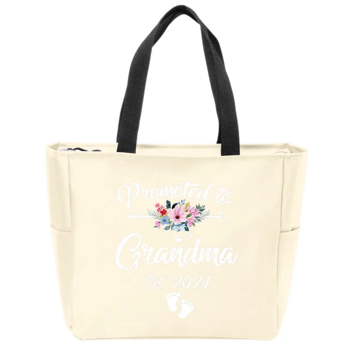 Promoted To Grandma 2024 First Time New Grandma Pregnancy Zip Tote Bag