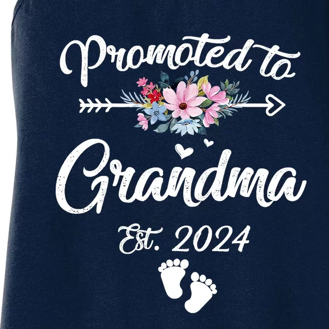 Promoted To Grandma 2024 First Time New Grandma Pregnancy Women's Racerback Tank