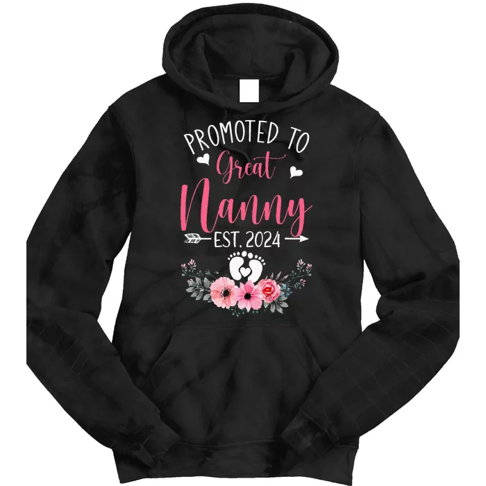 Promoted To Great Nanny Est 2024 Mothers Day Tie Dye Hoodie