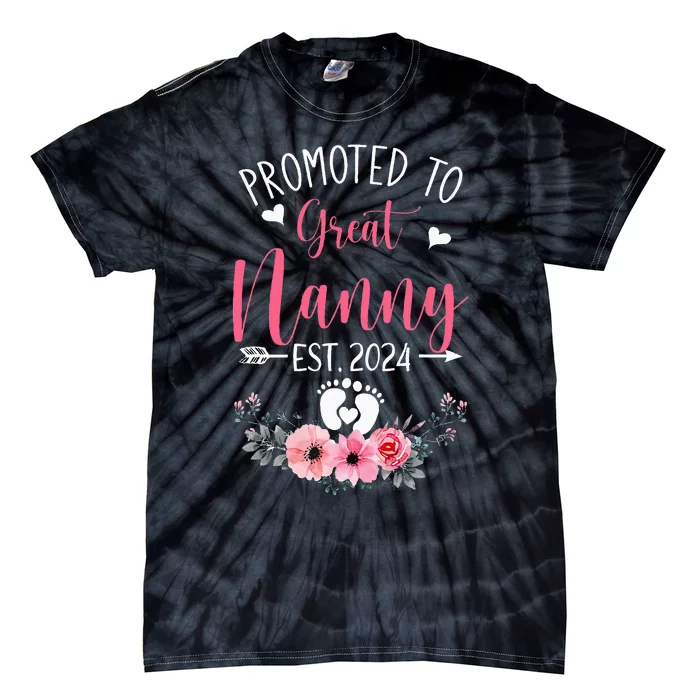 Promoted To Great Nanny Est 2024 Mothers Day Tie-Dye T-Shirt