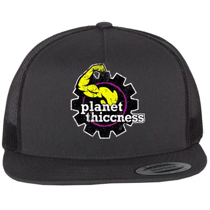 Planet Thiccness Gym Thickness Funny Joke Workout Lover Flat Bill Trucker Hat