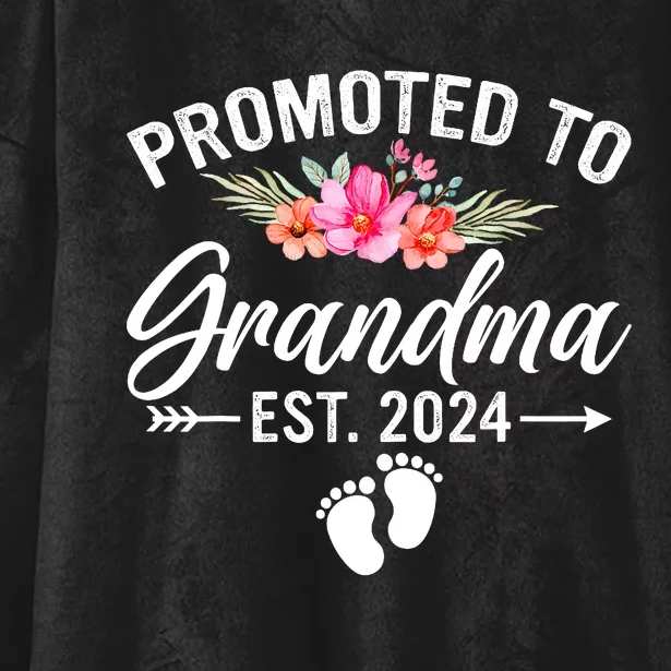 Promoted To Grandma 2024 First Time New Grandma Pregnancy Hooded Wearable Blanket