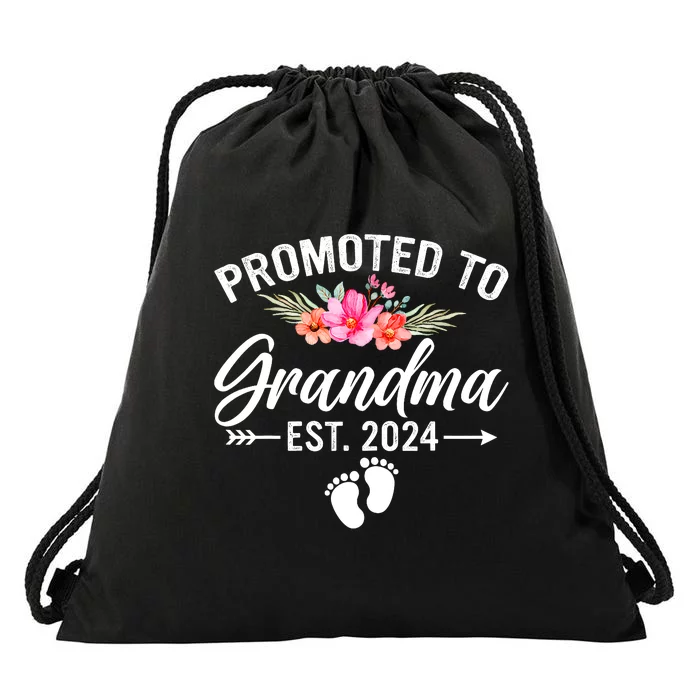 Promoted To Grandma 2024 First Time New Grandma Pregnancy Drawstring Bag